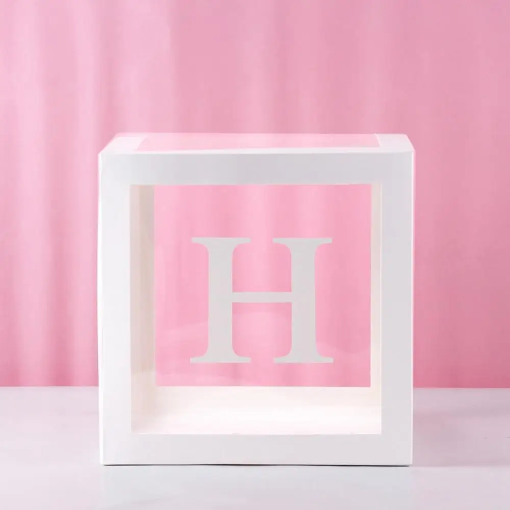 FENGRISE прозрачная коробка для хранения для детского душа 1 украшение для дня рождения детский розовый голубой шар Свадебная вечеринка декорация с крещением - Цвет: H