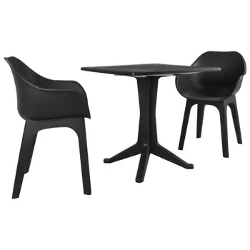 

【USA Warehouse】3 Piece Bistro Set Plastic Anthracite