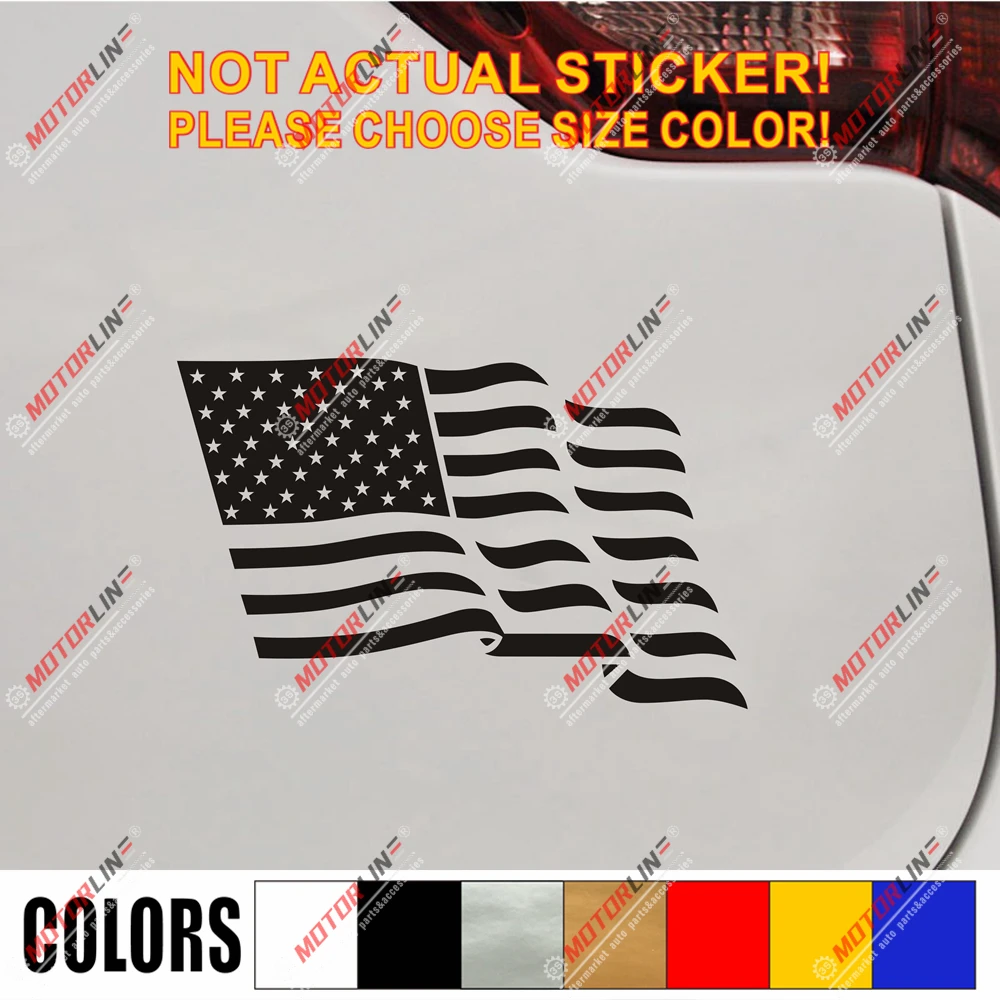 

USA American Flag Decal Sticker Car Vinyl pick size color waving no bkgrd c