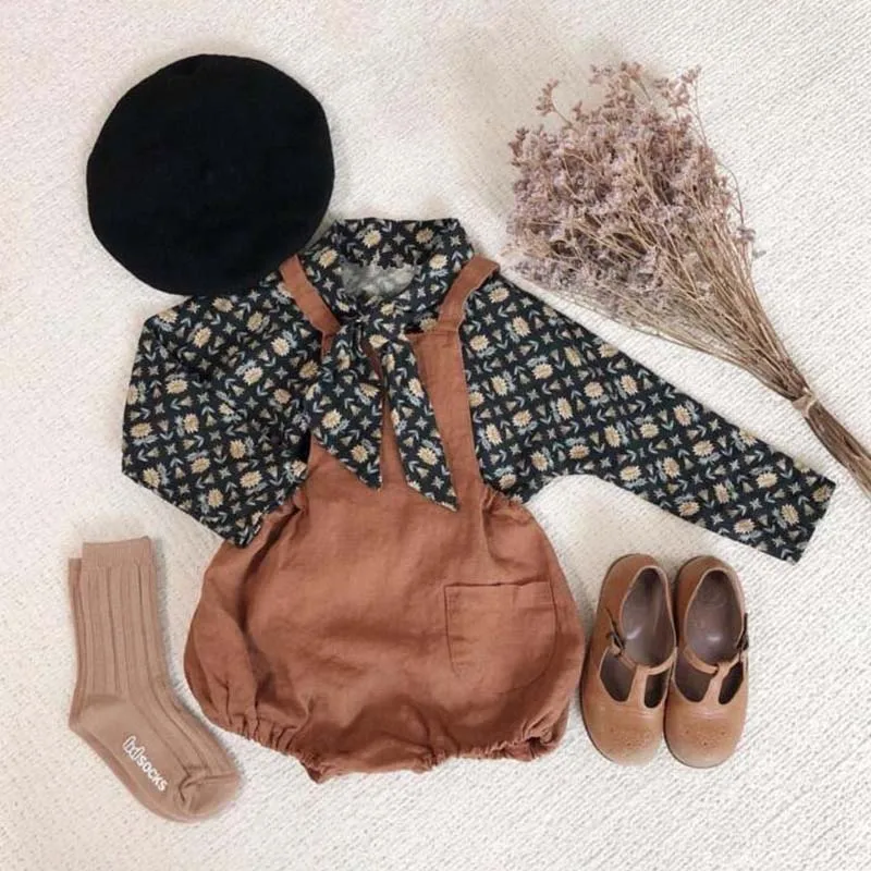 Детский льняной комбинезон для мальчиков и девочек японский корейский на осень