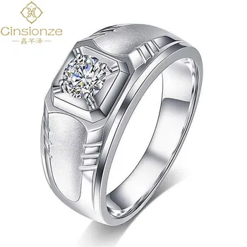 

Cinsionze D Color Moissanite Sterling Silver Inlaid Ring Men's Wedding Ring
