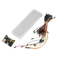 MB-102 830 Point PCB platine de prototypage Module D'alimentation 3.3V 5V + Alimentation + 65 pièces Sauter Fils de Câble pour la Carte Arduino + Breadbo(China)