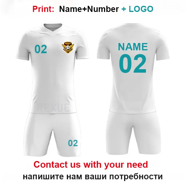 Мужские и пользовательские футбольные майки, Футбольная форма, набор для взрослых, футбольная рубашка, шорты, спортивная одежда, тренировочный костюм, с принтом логотипа номера - Цвет: name number logo