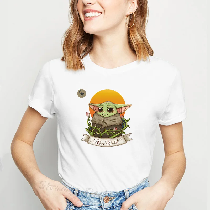 

Harajuku The Mandalorian Baby Yoda T Shirt Women Star Wars Space Opera TV Series T-Shirts Science Fiction Movies Female Clothes