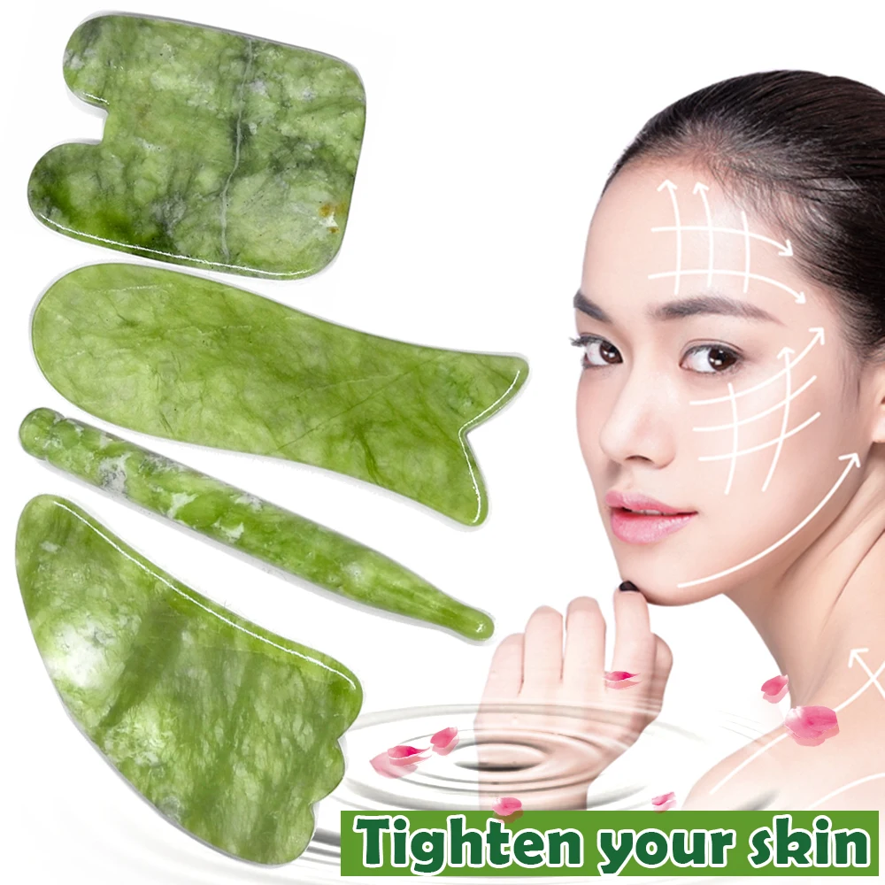 5 шт Gua Sha соскабливающий Массаж Уход за кожей лица нефритовый массаж спины и расслабление лица ноги похудение тонкий скребок для иглоукалывания V line