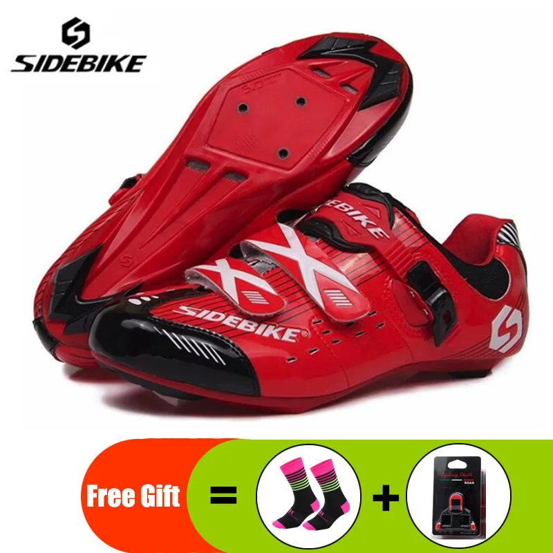 SIDEBIKE/Мужская обувь для велоспорта; Набор очков; sapatilha ciclismo; Ультралегкая дышащая обувь с блокировкой для триатлона; гоночная велосипедная обувь - Цвет: add gift