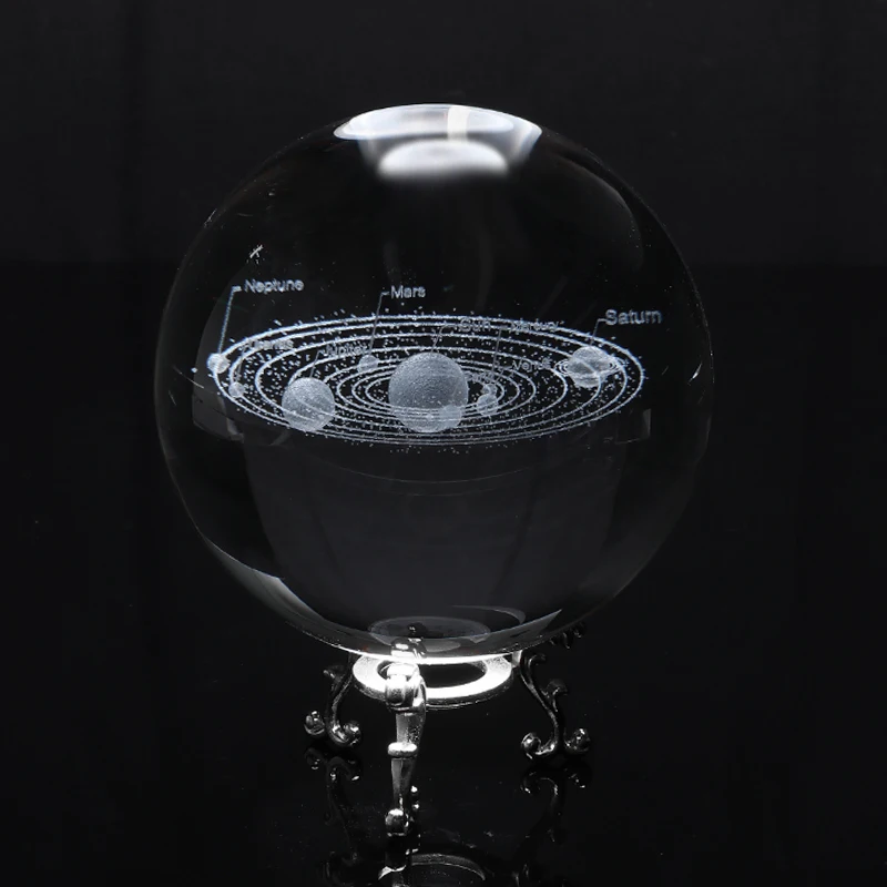 10 см солнечная система хрустальный шар K9 миниатюрный лазер 3D Хрустальный шар украшение для стола домашнее декоративное стекло Глобус фотография Опора