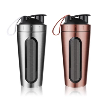 

2 PCS Protein Shaker Bottle, Stainless Steel Sports Water Bottle Shaker Cup, Leak Proof,BPA Free, Silver & gold