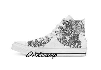 

Wolf Profile Custom Casual High Top lace-up Canvas shoes sneakers Drop shipping
