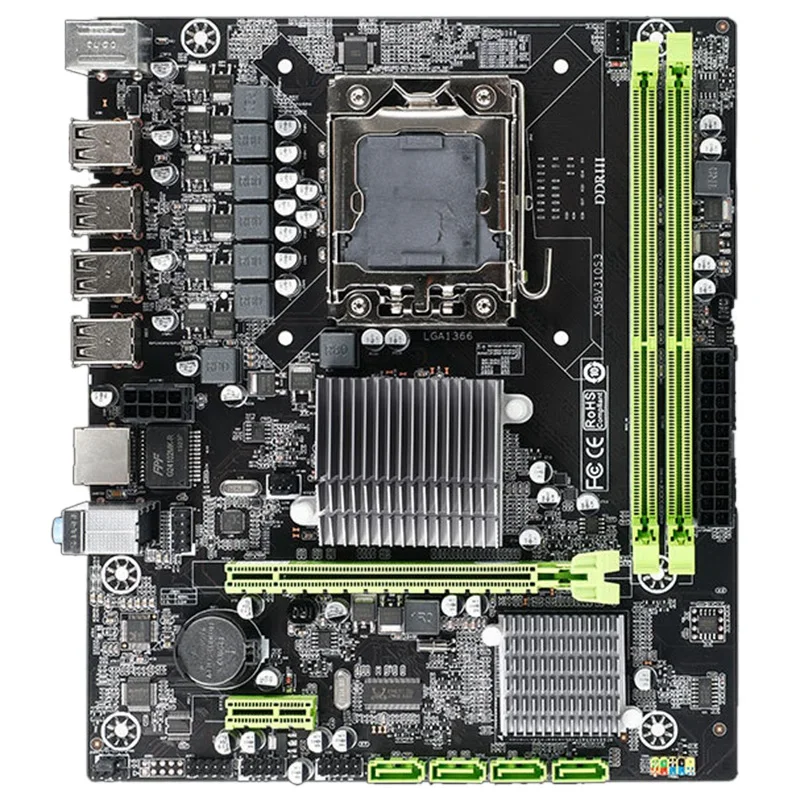 

X58 LGA1366 Desktop Motherboard M-ATX Gigabit Ethernet Support DDR3 REG ECC Server Memory and Intel Xeon Processor