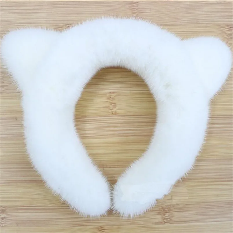 

Real Mink Fur Head Band Bunny Ears Luxury Winter Hair Accessories Fashion Women Gift H7