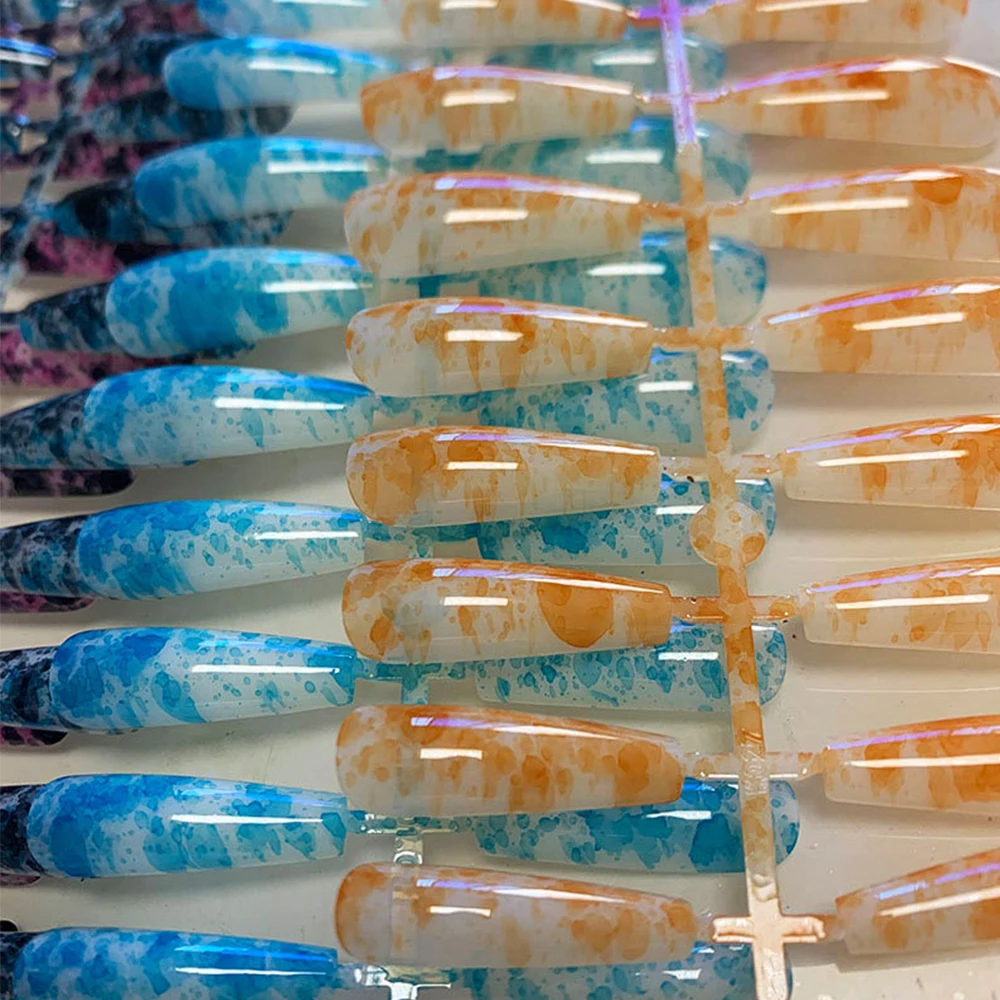 24pcs Glossy Purple Full Cover Press-On Nails