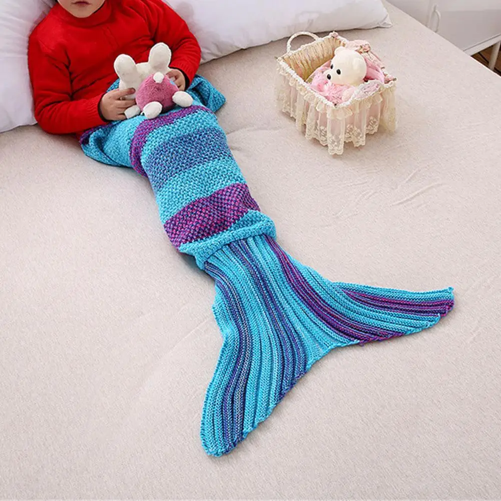 Мягкое вязаное одеяло «хвост русалки», спальный мешок ручной работы для детей, взрослых, на все сезоны, лучший подарок на день рождения, Рождество