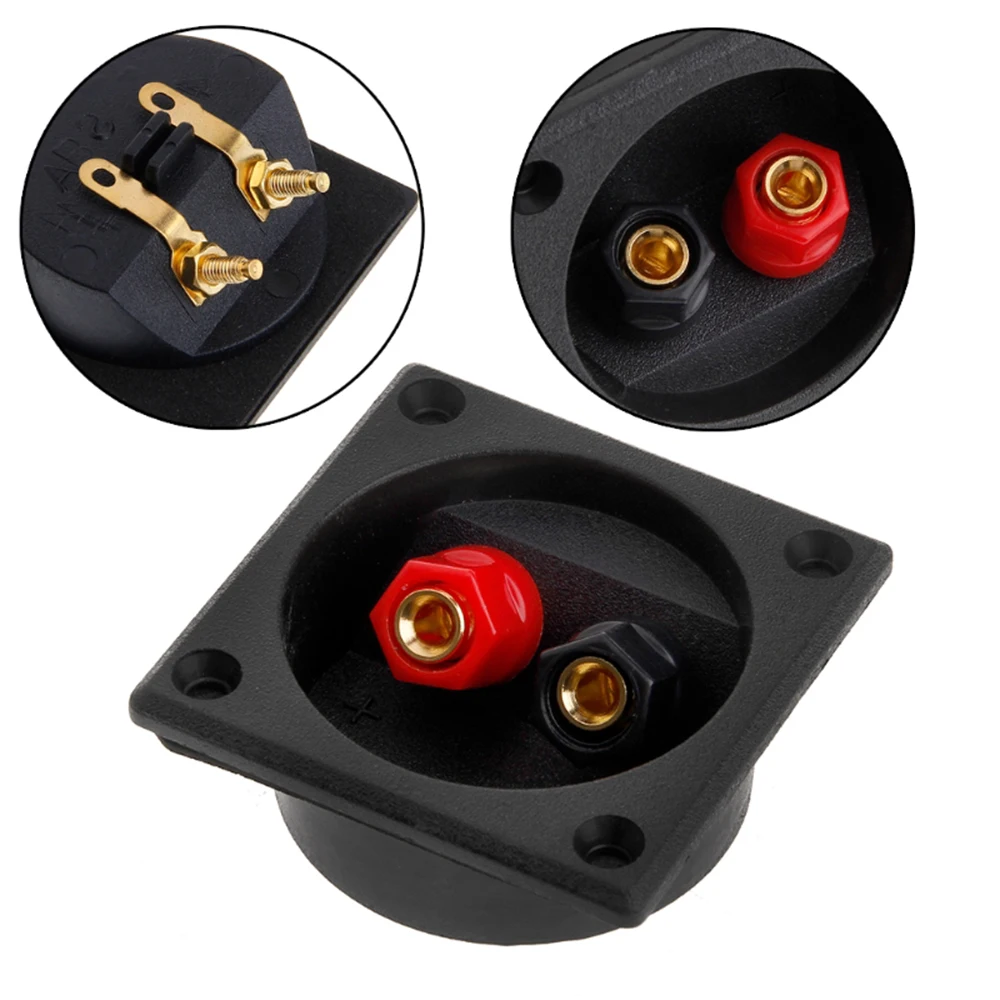 2pcs 2 Way Speaker Box Terminal Binding Post Square Screw Cup Connector Black Speaker Box
