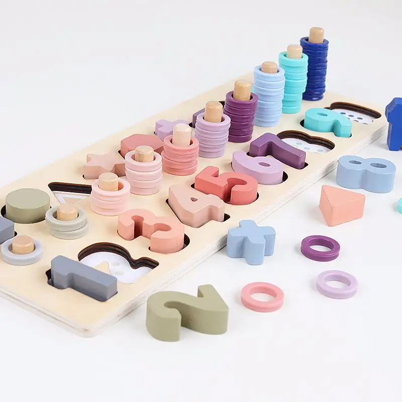 Pré-escolar de madeira montessori brinquedos forma geométrica cognição jogo do bebê educação auxiliar placa matemática brinquedos para crianças