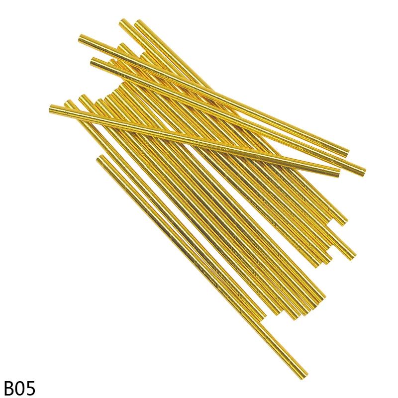 B05-25pcs Свадебные одноразовые наборы посуды бронзовая бумажная тарелка чашки соломенная салфетка Свадебные юбилейные вечерние украшения - Цвет: B05-25pcs