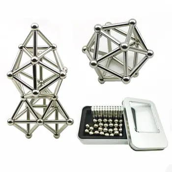 

Magnetic Bars And Balls Neutral Metal 36 Rods 27 Balls Construction Sets Puzzle Stacking Game Sculpture Desk Toys Hot!