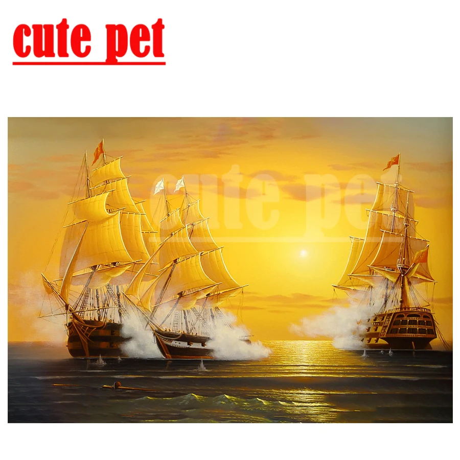 

new Maritime warship DIY Diamond Cross Stitch Full Square&round Mosaic Sticker Gift Diamond Painting Home Wall Decor No Frame