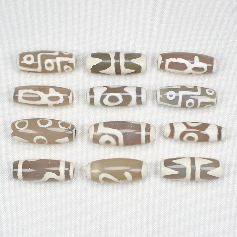 6Pcs Around 10X30mm Many patterns White Ancient Tibet Dzi agates Beads For DIYJewelry making! Mixed wholesale for all items ! | Украшения и
