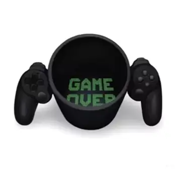 

Personalized Creative Gamepad Shape Coffee Cup "Game Over" Letter Print in Bottom Inside Mugs Handle Controller Home 425C