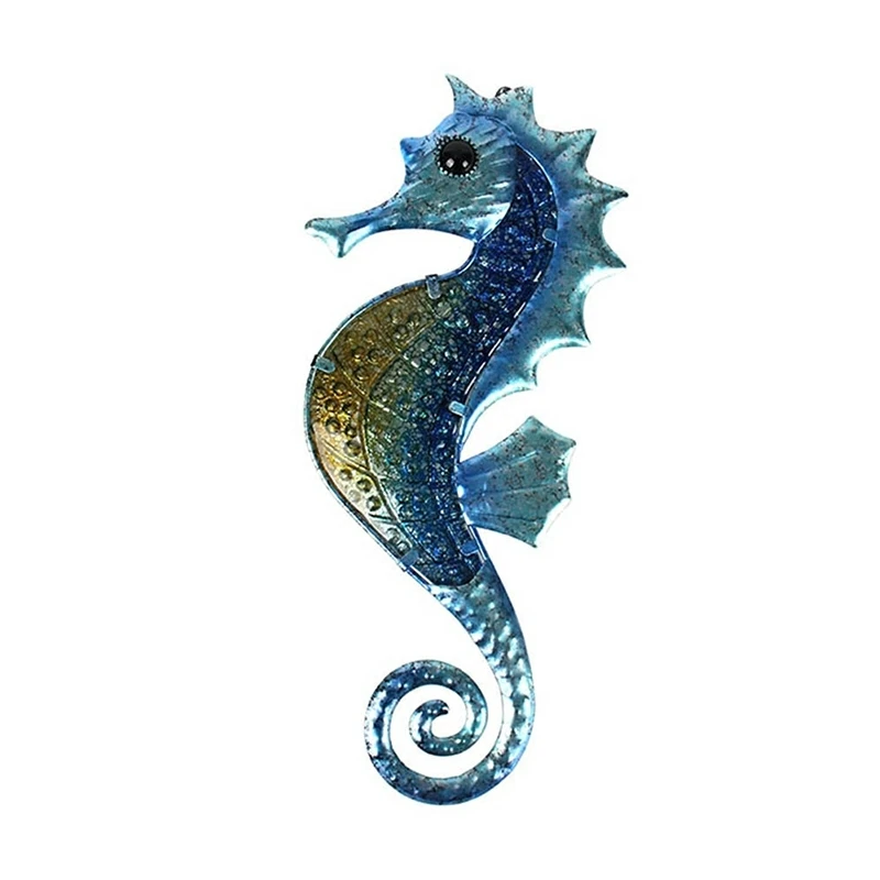 Home Decor Metal Seahorse of Wall Decor with Glass for Garden Decoration Animales Jardin Miniature Statues and Garden Sculpture