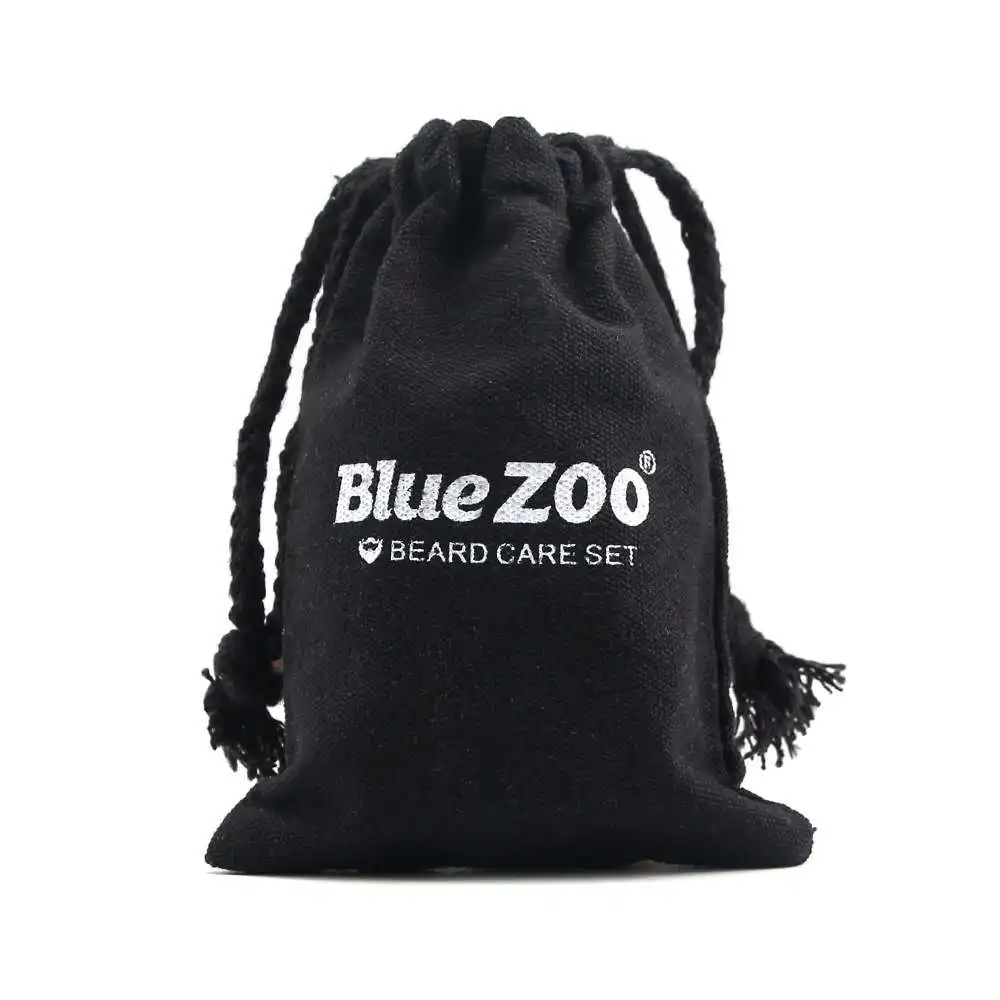 7 Pcs/Set Beard Nursing Suit Black Beard Suit Beard Oil Beard Wax Double Face Comb Brush Bag Scissors 7 Piece Set