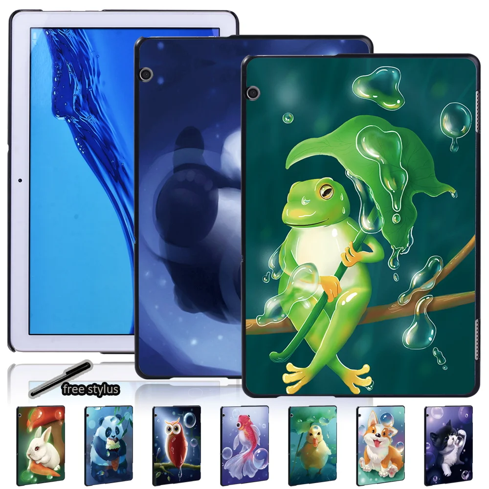 

Cute Animal Slim Hard Tablet Case for Huawei MediaPad T5 10 10.1 Inch/MediaPad T3 8.0/T3 10 9.6 Inch - Plastic Cover Case + Pen