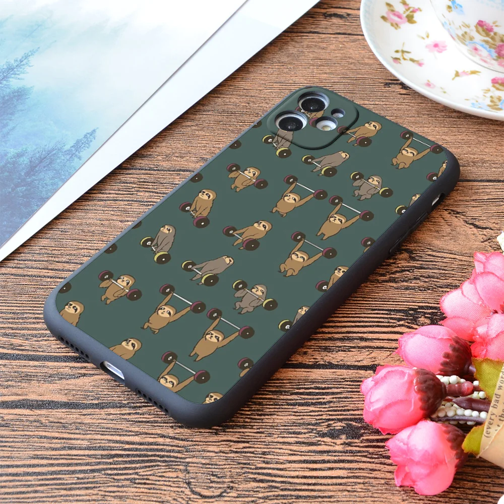 

For iPhone Olympic Lifting Sloths Print Soft Matt Apple iPhone Case
