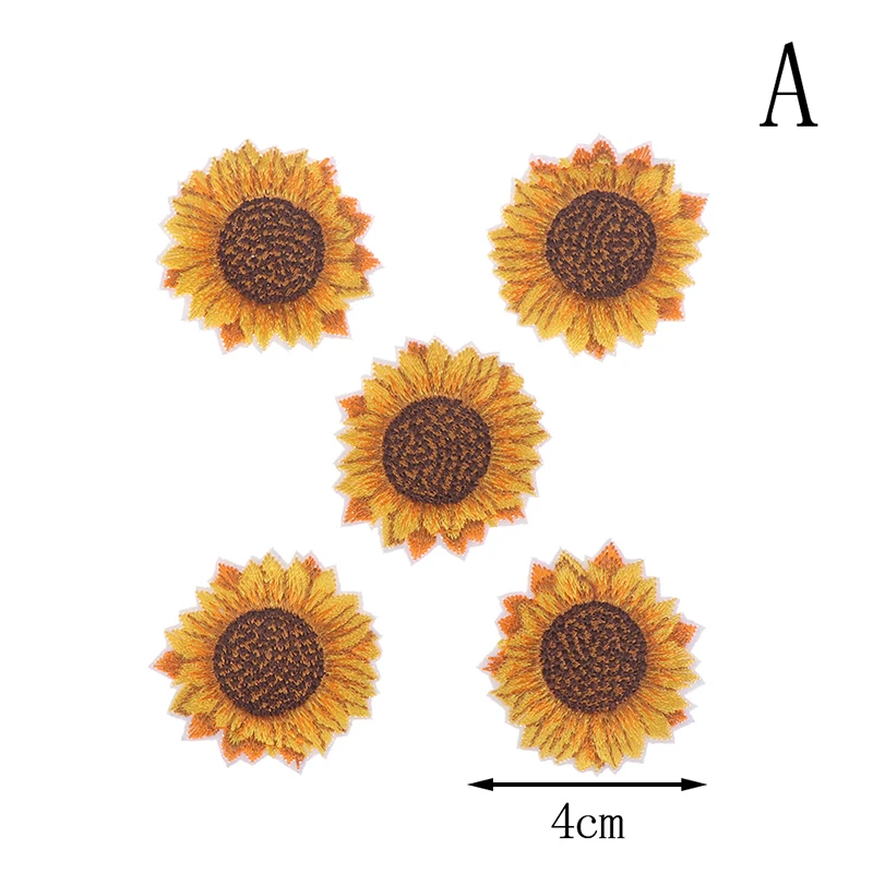 5 шт./лот вышитый Подсолнух На пришить одежду патч для украшения джинсов пакеты-шубы аппликации ручной работы цветок рубашка значок стикер железа - Цвет: A