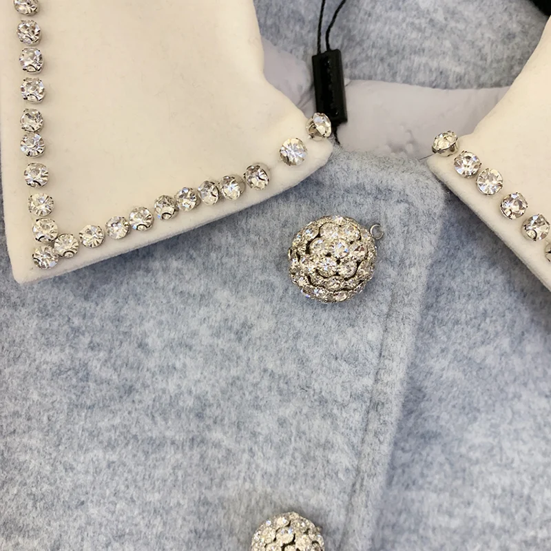 HIGH STREET Дизайнерская Женская куртка со стразами и пуговицами, полушерстяная куртка
