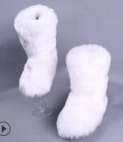 white set SWONCO меховое оголовье и сапоги Зимняя обувь женские зимние сапоги меховые сапоги г. Новые женские зимние ботильоны с меховое оголовье - Цвет: white set
