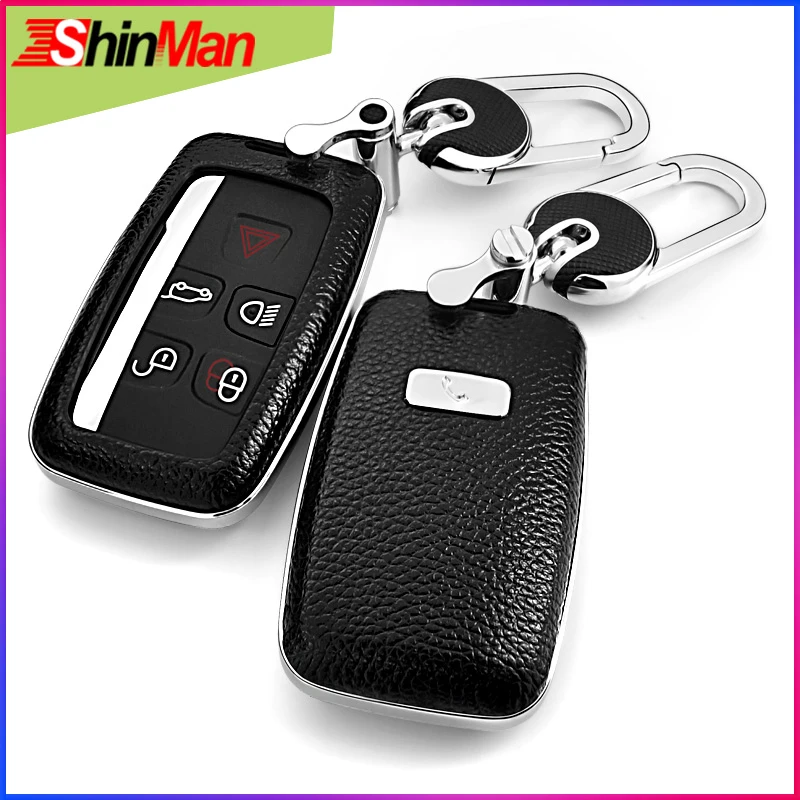 ShinMan 6color Top Layer Leather + ABS Car leather key cover For Jaguar XE XJ XJL XF C-X16 V12 guitar F X type Key Case shell | Автомобили