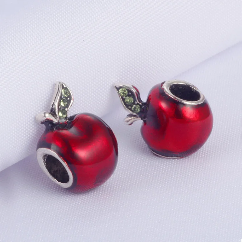 HOMOD DIY Европейские Бусины-Пригонки Pandora красное яблоко Стразы бусины талисманы подходят бренд браслеты для женщин подарок