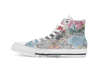 

Summer swimming pool floral Custom Casual High Top lace-up Canvas shoes sneakers Drop shipping