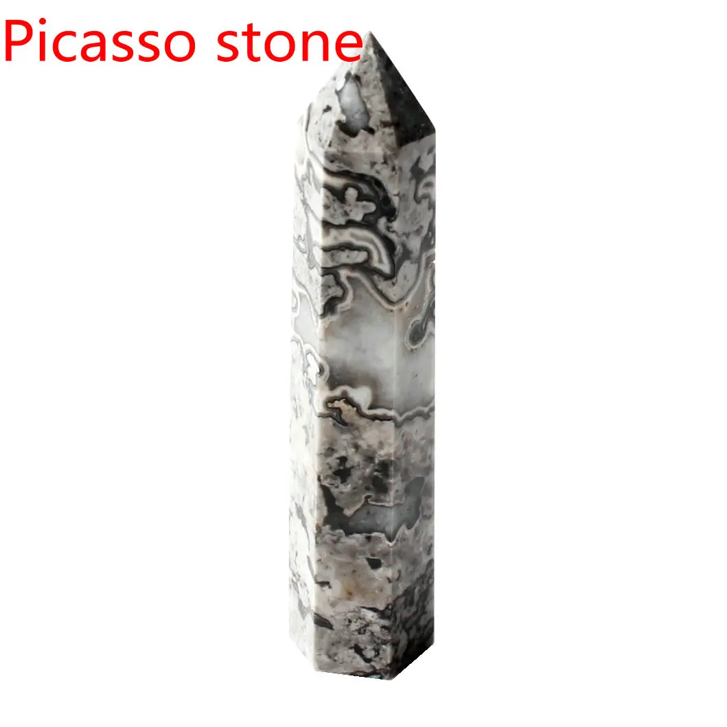 picasso stone Кристалл обелиск точка палочка ювелирные изделия Красочные Флюорит розовый кварц исцеление чакры в рейки декоративная статуэтка Фигурное ожерелье подарок - Цвет: picasso stone
