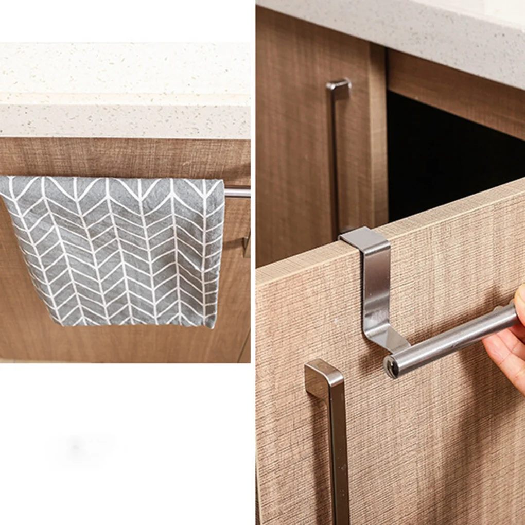 Stainless steel bathroom kitchen cabinet towel rag rack over door towel ...