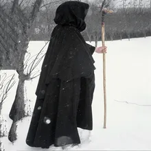 Плащ с капюшоном на Хэллоуин, винтажный костюм священника, мага, костюм для косплея