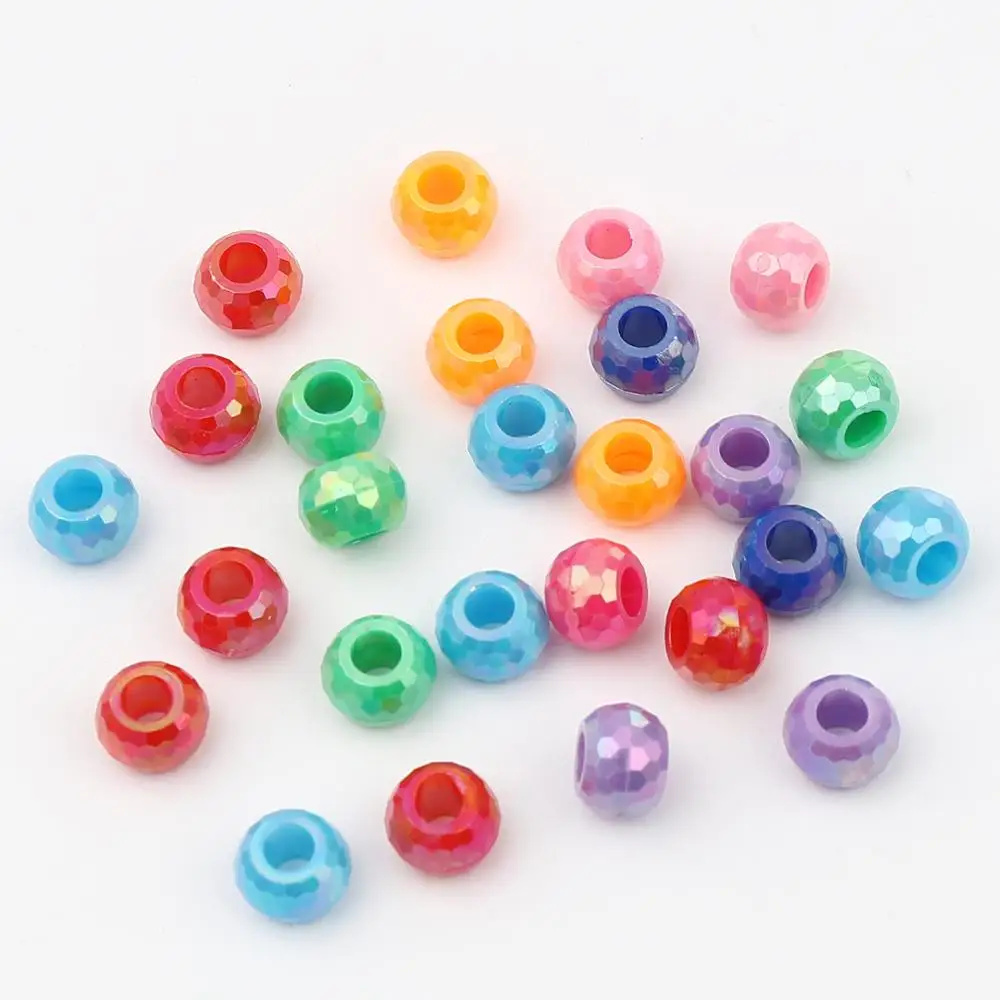 

DoreenBeads Multicolor At Random AB Color Multi-faceted Flat Round Arcylic Beads 9mm DIY Making Bracelets Jewelry Gifts,500PCs