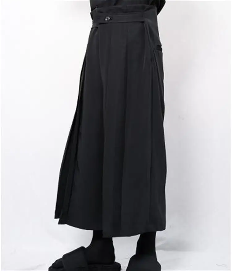 2021 men's casual pants wide leg pants skirt pants pleated pants super loose dark popular nine point pants sports pants