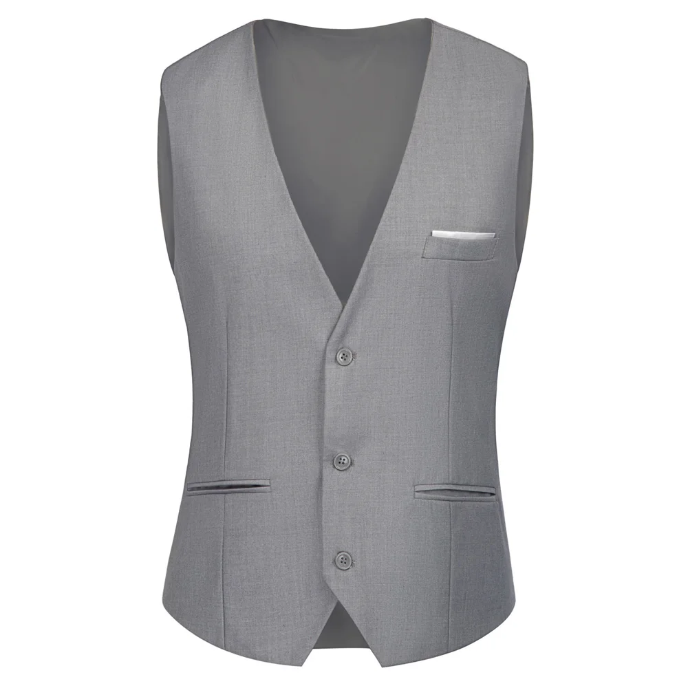 Gray PAUL JONES мужской деловой костюм жилеты Slim Fit 3 кнопки короткое пальто в формальном стиле стильный костюм с v-образным вырезом жилет свадебное платье жилет PJAD1064 - Цвет: Gray