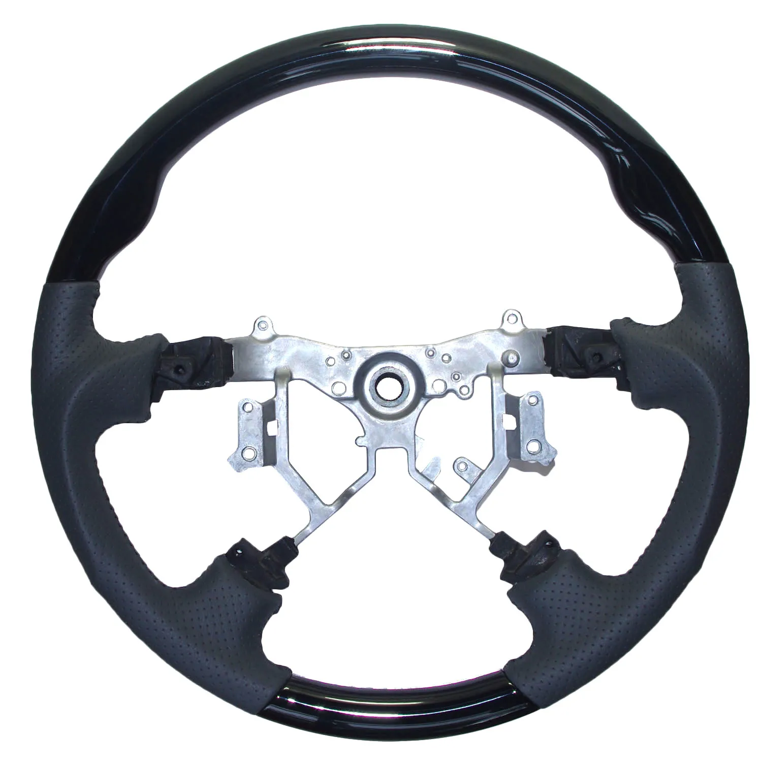 Кожа резьба по дереву рулевого колеса для 2003-2009 Toyota 4runner Sequoia Sienna, Tundra модель CAMRY Previa Tacoma Hiace Estima Hilux - Цвет: Piano Gray Leather