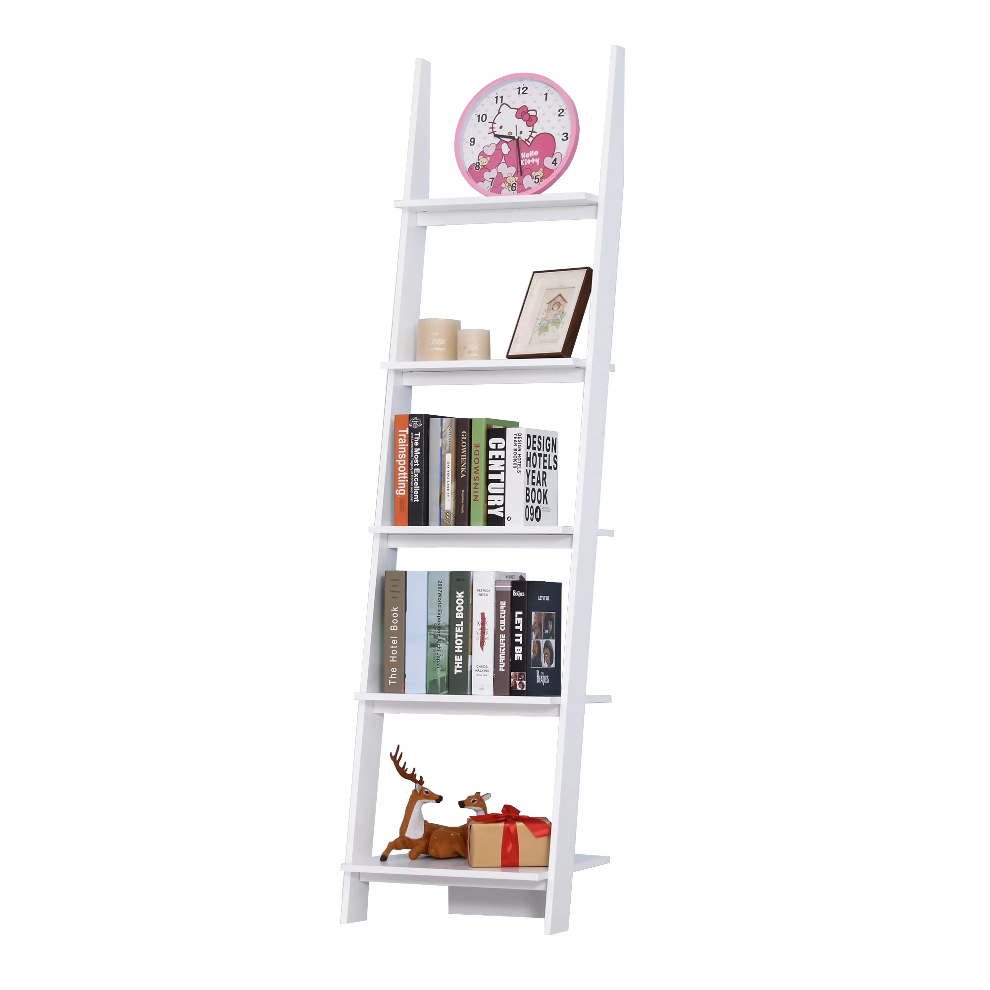 Homcom Estanteria De Escalera Libreria Con 5 Estantes Moderna Escalonada Para Salon Terraza 50x40x195cm - Storage Holders & Racks - AliExpress