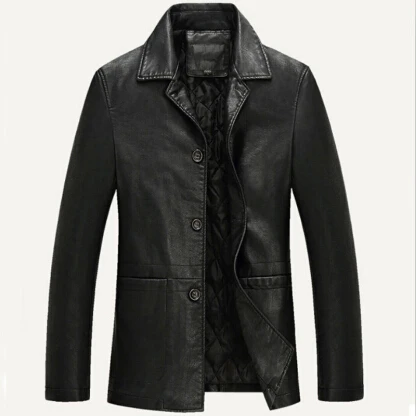 Black Кожаная куртка Мужская мягкая PU мужская кожаная куртка бизнес VogueCoats Мужская jaqueta masculinas Inverno Couro большой размер XXXL 5XL - Цвет: Black
