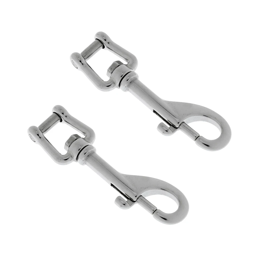 Set 2 Scuba Dive Clips - Single Ended Snap Bolt Shackle Keychain for Diving BCD Attachment - Marine 316 Stainless Steel