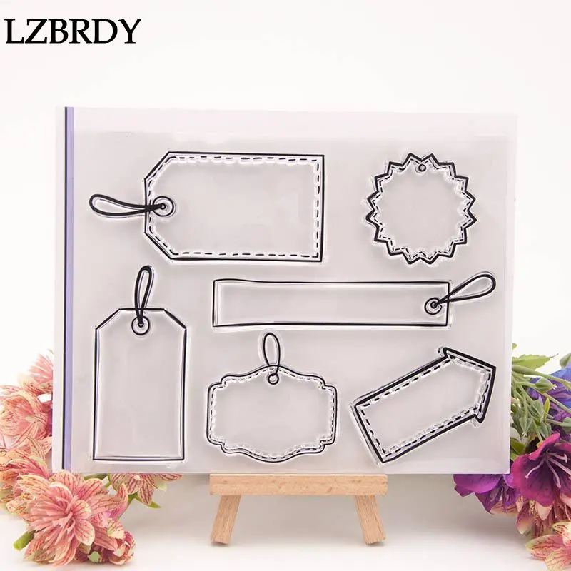 

1 Pack 2019 New Rectangle Circle Arrow Tags Clear Rubber Stamps for Scrapbooking Card Making Christmas Bookmark Clear Stamps