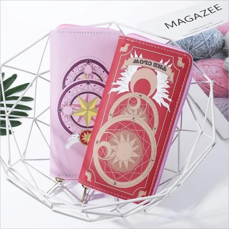 

Anime Card Captor KINOMOTO SAKURA Cosplay Women's Wallet Long PU Leather Coin Purse Bag Card Holder Billfold Zero Wallet Gifts