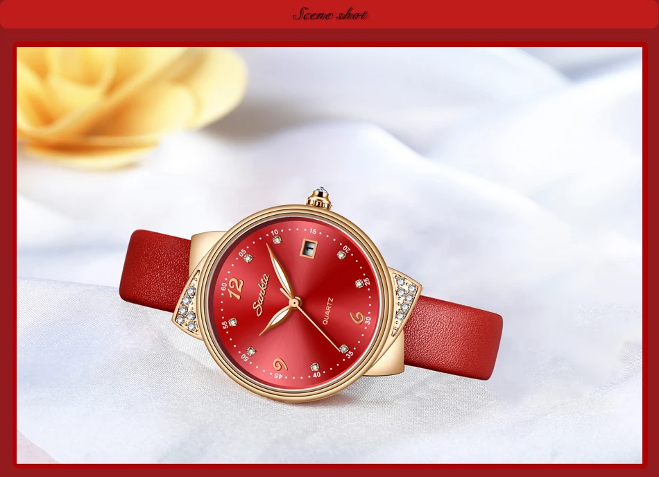 SUNKTA Red Watch Women Fashion Simple Quartz Watches Ladies Thin Leather Casual Female Wrist Watch Girl Clock Relogio Feminino