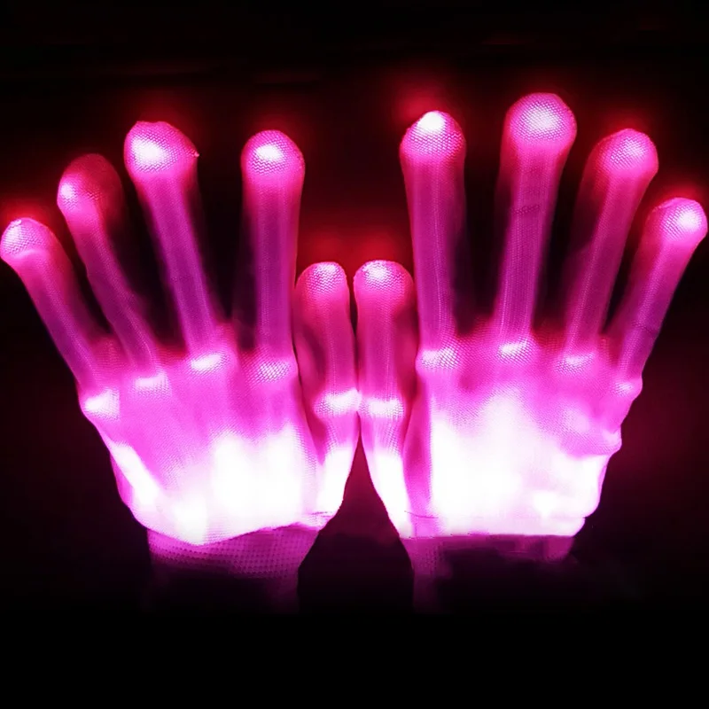 Gants Lumineux LED à Bout Des Doigts Noirs - Pour Fêtes, Clubs, Concerts - Couleurs Changeantes Et Modes Clignotants - 3