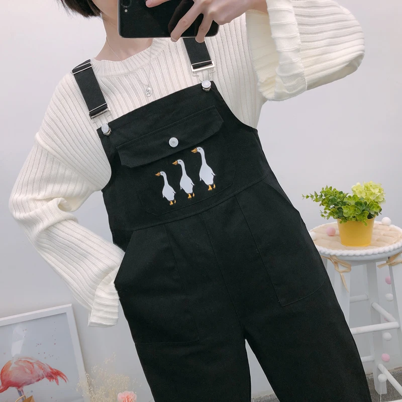 Женские комбинезоны Kawaii С мультяшным принтом, розовые, милые, свободные, длина по щиколотку, простые, студенческие, с карманами, повседневные, женские комбинезоны, шикарные