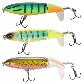

Whopper Popper Topwater Fishing Lure 13g 9cm Artificial Bait Hard Fishing Plopper Hook Soft Rotating Tail Fishing Tackle 3# + 5#